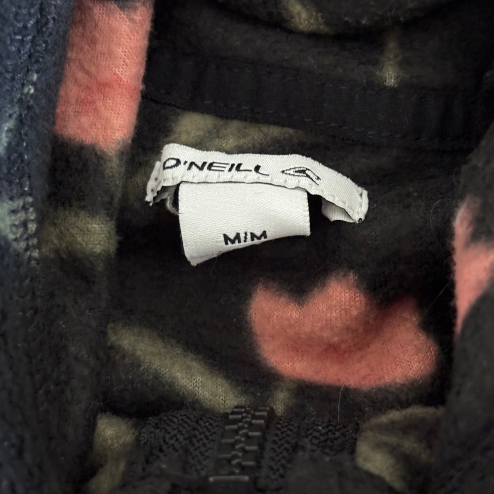 ONeill Womens Black Pink Floral Fleece Quarter Zip Hooded Pullover Size Medium - Picture 5 of 7